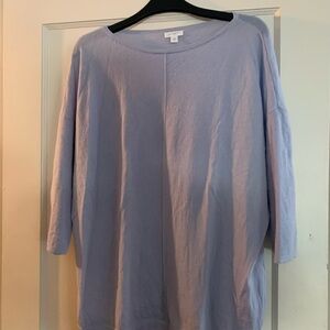 Light light blue Merino Wool 3/4 Sleeve Top XL